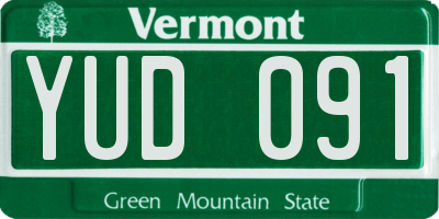 VT license plate YUD091