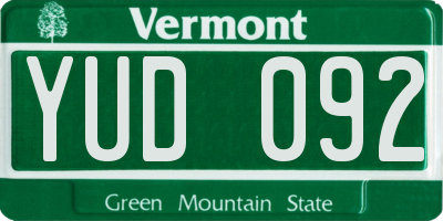 VT license plate YUD092