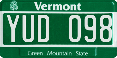 VT license plate YUD098
