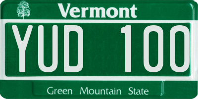 VT license plate YUD100