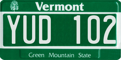 VT license plate YUD102