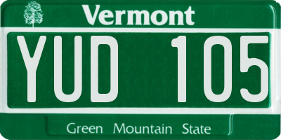 VT license plate YUD105