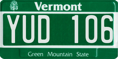 VT license plate YUD106