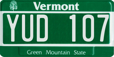 VT license plate YUD107