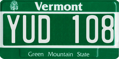 VT license plate YUD108
