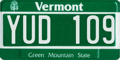 VT license plate YUD109