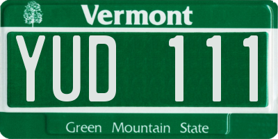 VT license plate YUD111