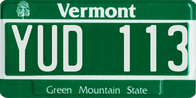 VT license plate YUD113