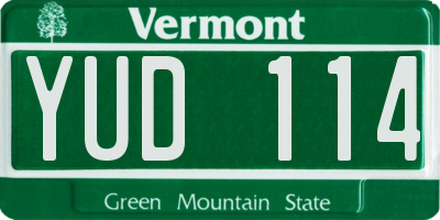 VT license plate YUD114