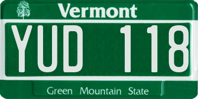 VT license plate YUD118