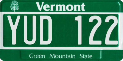 VT license plate YUD122