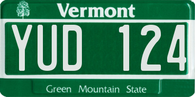 VT license plate YUD124
