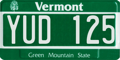 VT license plate YUD125