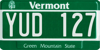 VT license plate YUD127