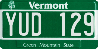 VT license plate YUD129