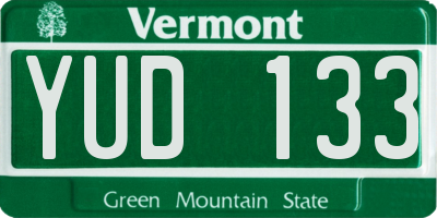VT license plate YUD133