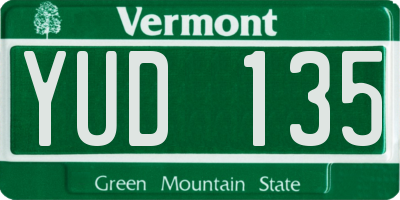 VT license plate YUD135