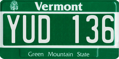 VT license plate YUD136
