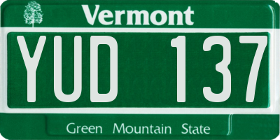 VT license plate YUD137