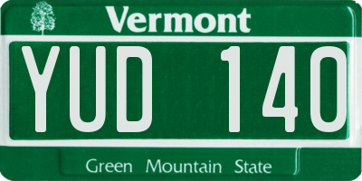 VT license plate YUD140