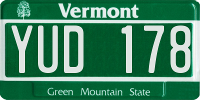VT license plate YUD178