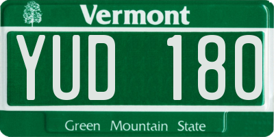 VT license plate YUD180