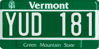 VT license plate YUD181
