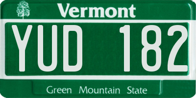 VT license plate YUD182