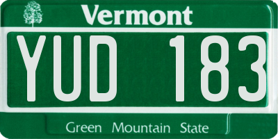VT license plate YUD183