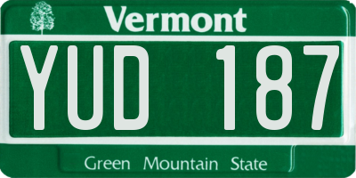 VT license plate YUD187