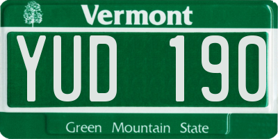 VT license plate YUD190