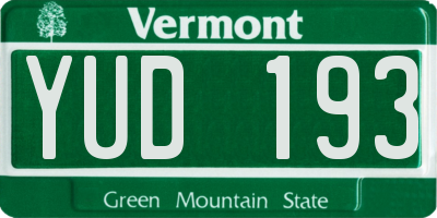 VT license plate YUD193