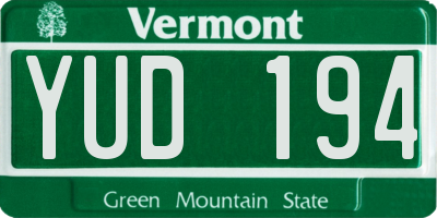 VT license plate YUD194