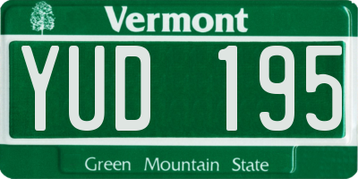 VT license plate YUD195