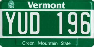 VT license plate YUD196