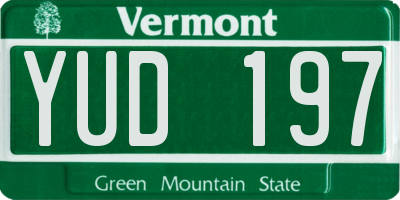 VT license plate YUD197