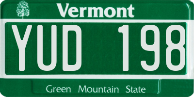 VT license plate YUD198
