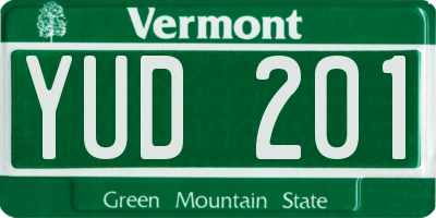 VT license plate YUD201