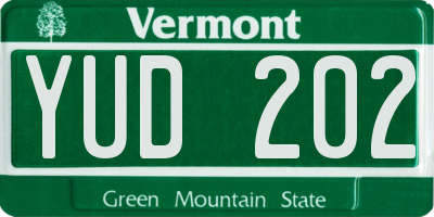 VT license plate YUD202