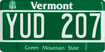 VT license plate YUD207