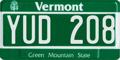 VT license plate YUD208