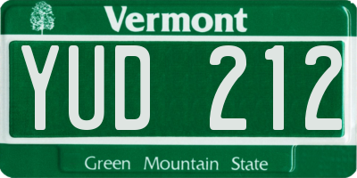 VT license plate YUD212