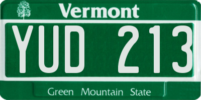 VT license plate YUD213