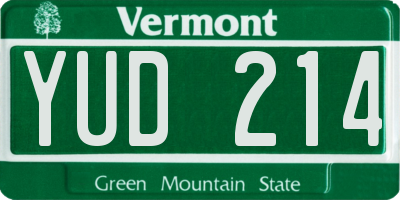 VT license plate YUD214