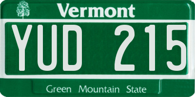 VT license plate YUD215