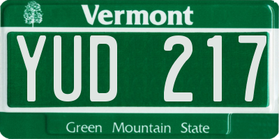 VT license plate YUD217