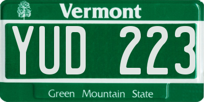 VT license plate YUD223