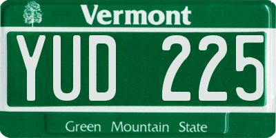 VT license plate YUD225