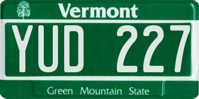 VT license plate YUD227