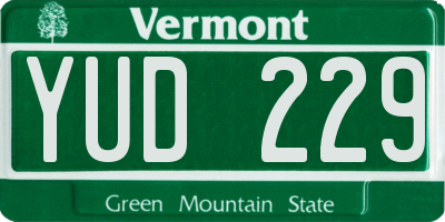 VT license plate YUD229